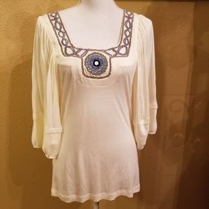 Gorgeous BCBG White Embroidered Blouse